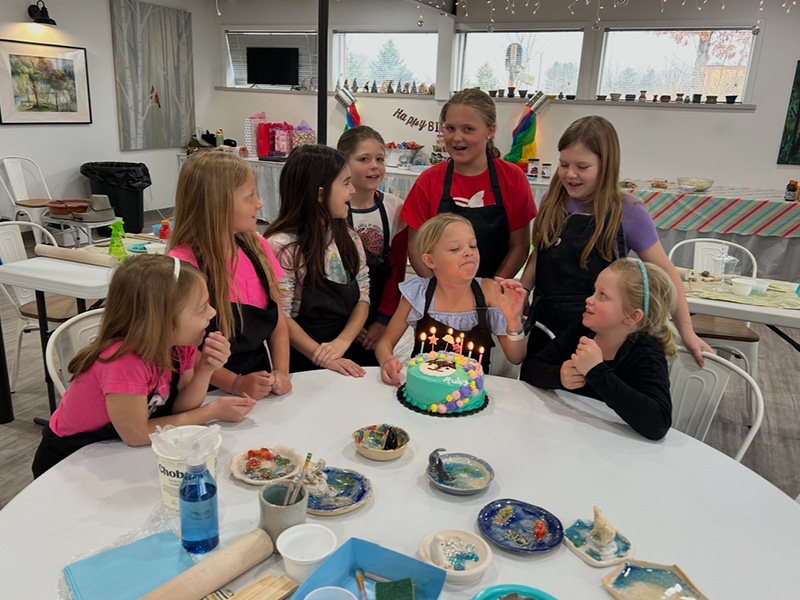 Kids birthday party with cake